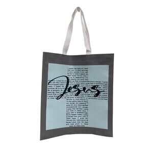 New Upcycled Hand Printed I Speak the Name of Jesus Bible Shopper Tote Bag